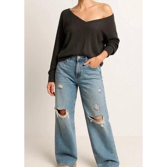 Free People Tops - Free People Santa Clara Thermal Top Black Waffle Knit Size S OB1581265 Cozy NWT